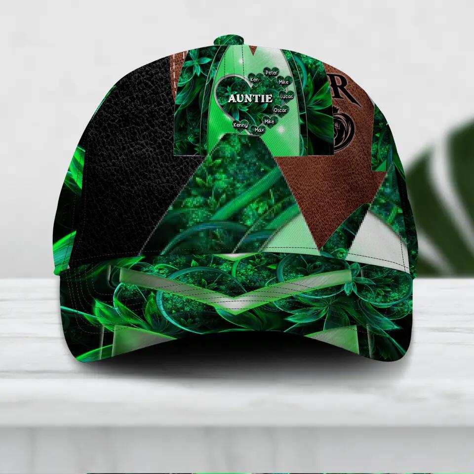 Personalized Heart Mom ( Auntie ) Colorful Sparkling 3D Cap Printed NQDT2508