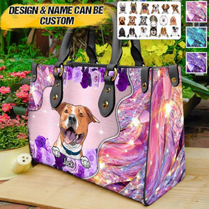 Personalized Flower Dog Custom Leather Bag Printed NQVQ2708