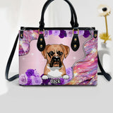 Personalized Flower Dog Custom Leather Bag Printed NQVQ2708
