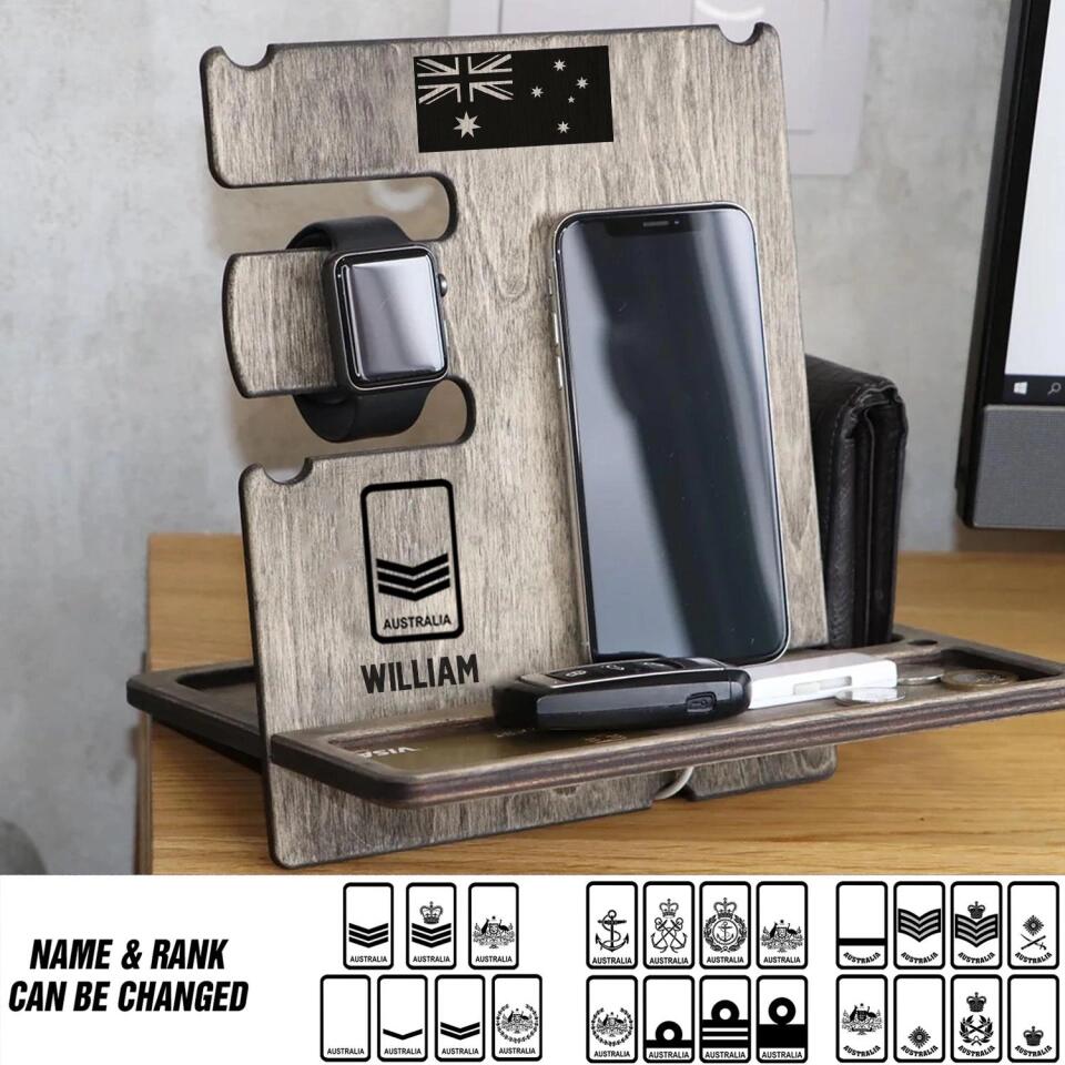 Personalized Australian Veteran/ Solider Rank Docking Station, Charging Station, Desk Organizer, Phone Stand 3D Printed QTVQ2908