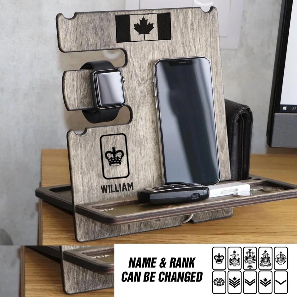 Personalized Canadian Veteran/ Solider Rank Docking Station, Charging Station, Desk Organizer, Phone Stand 3D Printed QTVQ2908