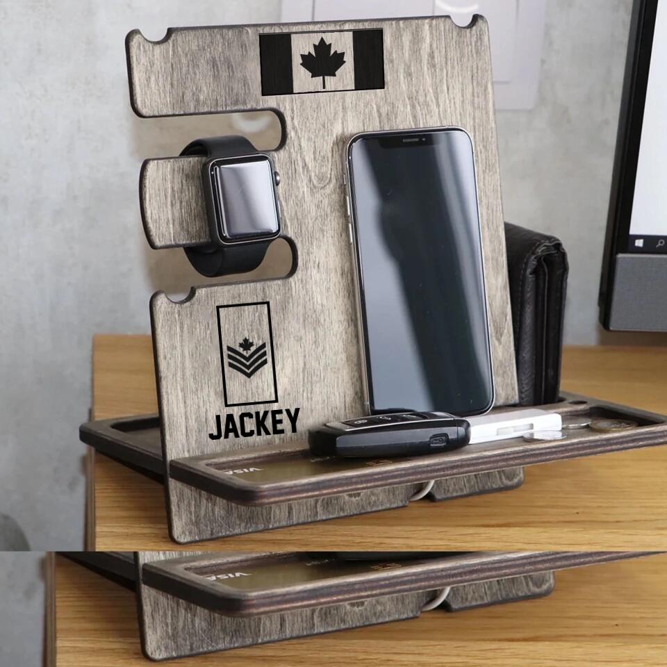 Personalized Canadian Veteran/ Solider Rank Docking Station, Charging Station, Desk Organizer, Phone Stand 3D Printed QTVQ2908
