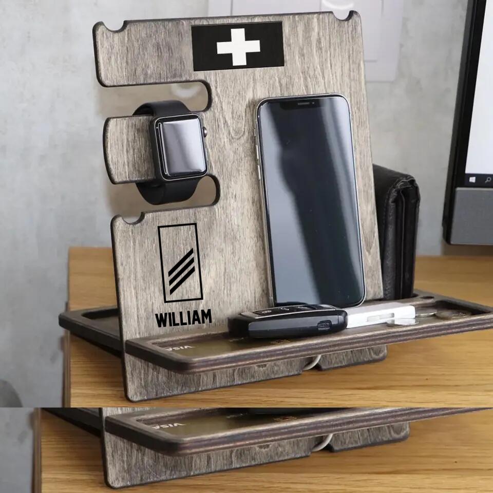 Personalized Swiss Veteran/ Solider Rank Docking Station, Charging Station, Desk Organizer, Phone Stand 3D Printed QTVQ2908