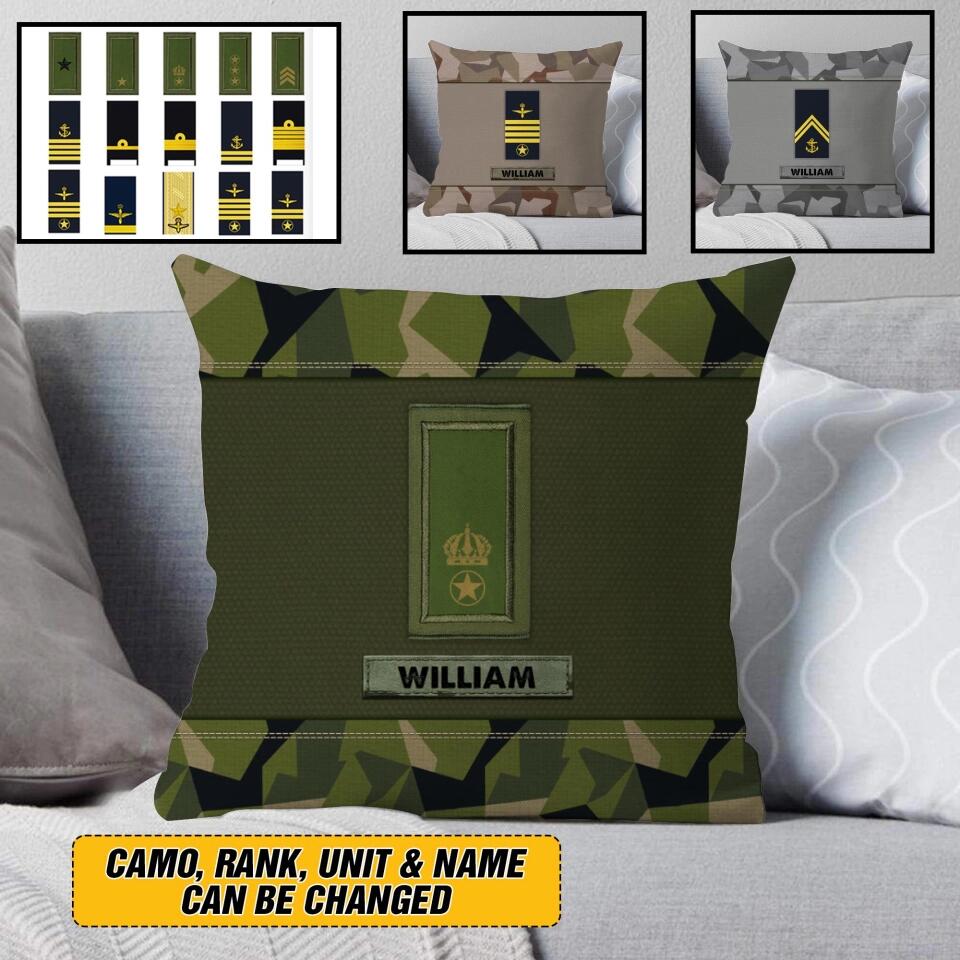 Personalized Swedish Veterans/Soldier Pillow Printed 22AUG-HY29