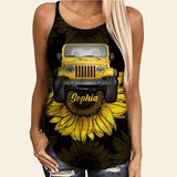 Personalized Jeep Sunflower Criss Cross Tank Printed 22AUG-HQ29