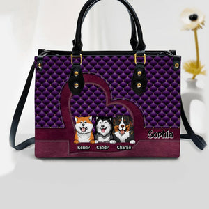 Personalized Heart Dog Lover Custom Leather Bag Printed NQDT3108