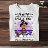 Personalized A Witch Cannot Survive On Wine Alone She Also Needs Cats Halloween Tshirt Printed QTMA0509