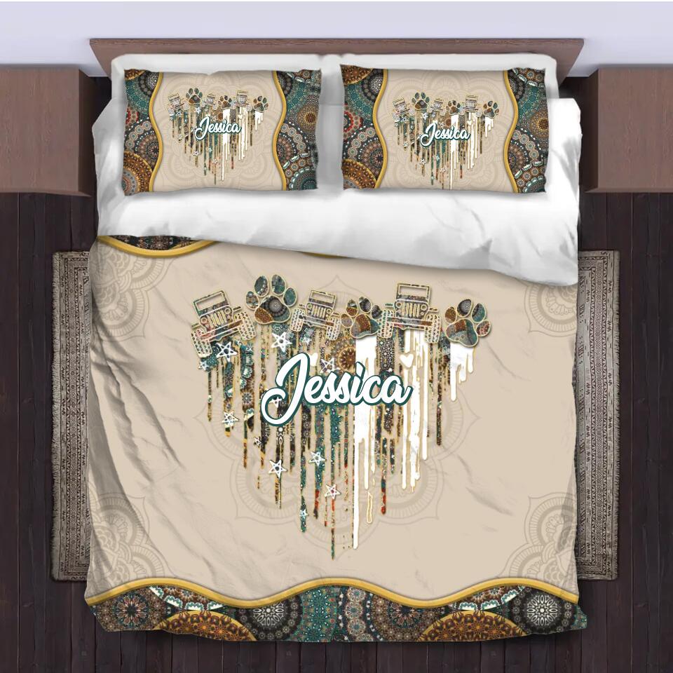 Personalized Heart, Jeep, Paw Bedding Set Printed NQDT0509