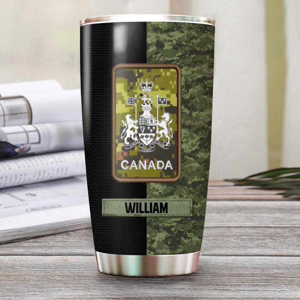 Personalized Canadian Veteran/ Solider Skull Camo Tumbler Printed QTDT0609