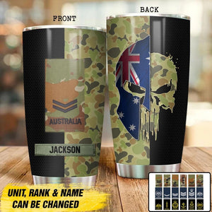 Personalized Australian Veteran/ Solider Skull Camo Tumbler Printed QTDT0609