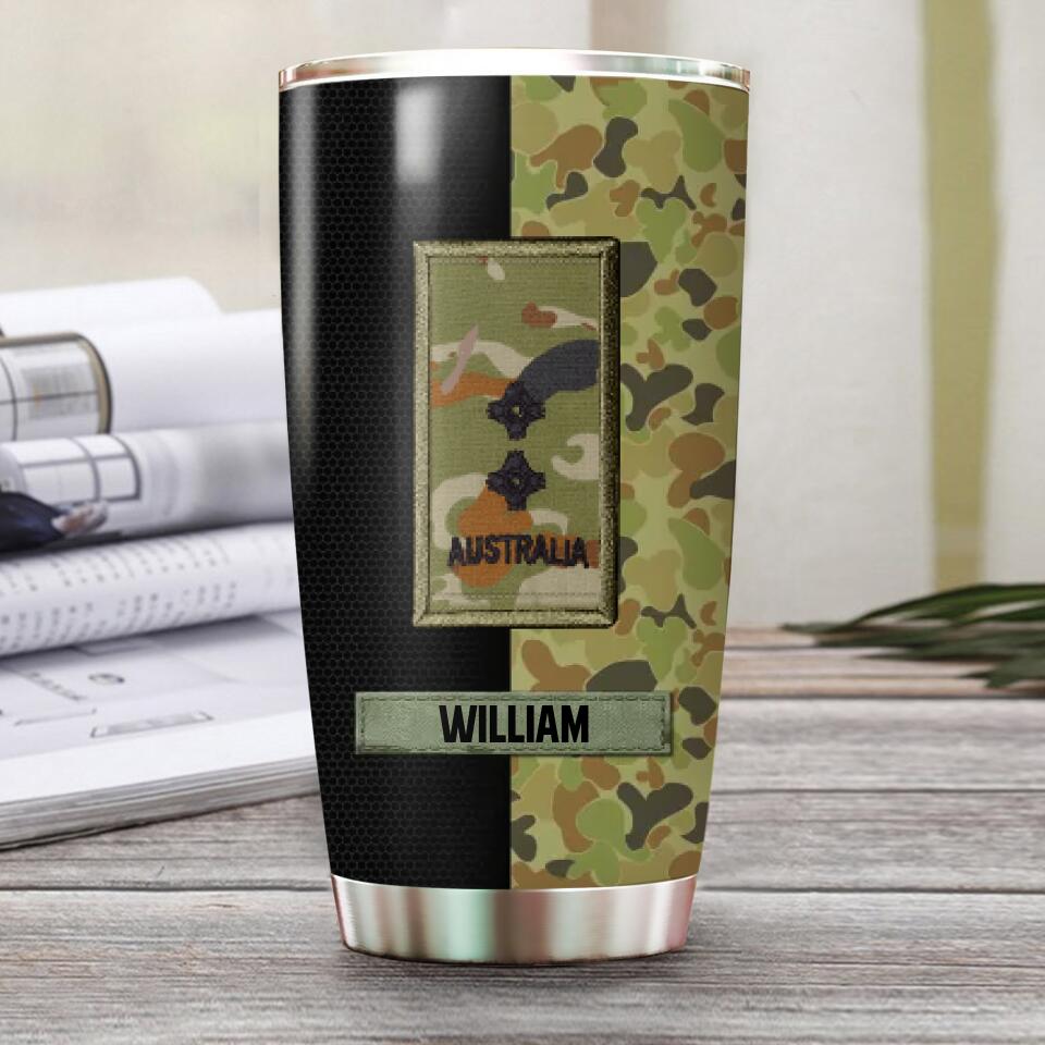 Personalized Australian Veteran/ Solider Skull Camo Tumbler Printed QTDT0609