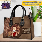 Personalized I Run On Caffeine, Dog Hair And Cuss Words Leather Bag Printed NQDT0709