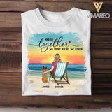 Personalized Back View Woman Sitting Beach Landscape And Dogs Tshirt Printed 22SEP-HY09