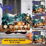 Personalized Halloween Life Is Better With Grandkids Kid Name Wood Ornament Printed QTHY1009