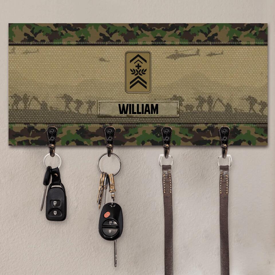Personalized Swiss Veterans/Soldier Key Holder Printed 22SEP-HQ10