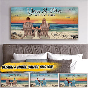 Personalized Back View Woman Sitting Beach Landscape You & Me We Got This Canvas Printed 22SEP-HQ10