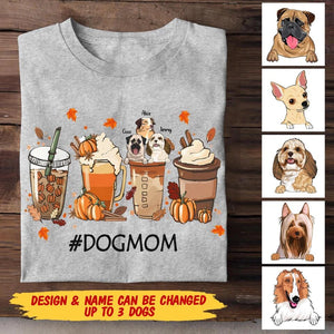 Personalized Dog Mom Coffee Fall Tshirt Printed QTMA1209