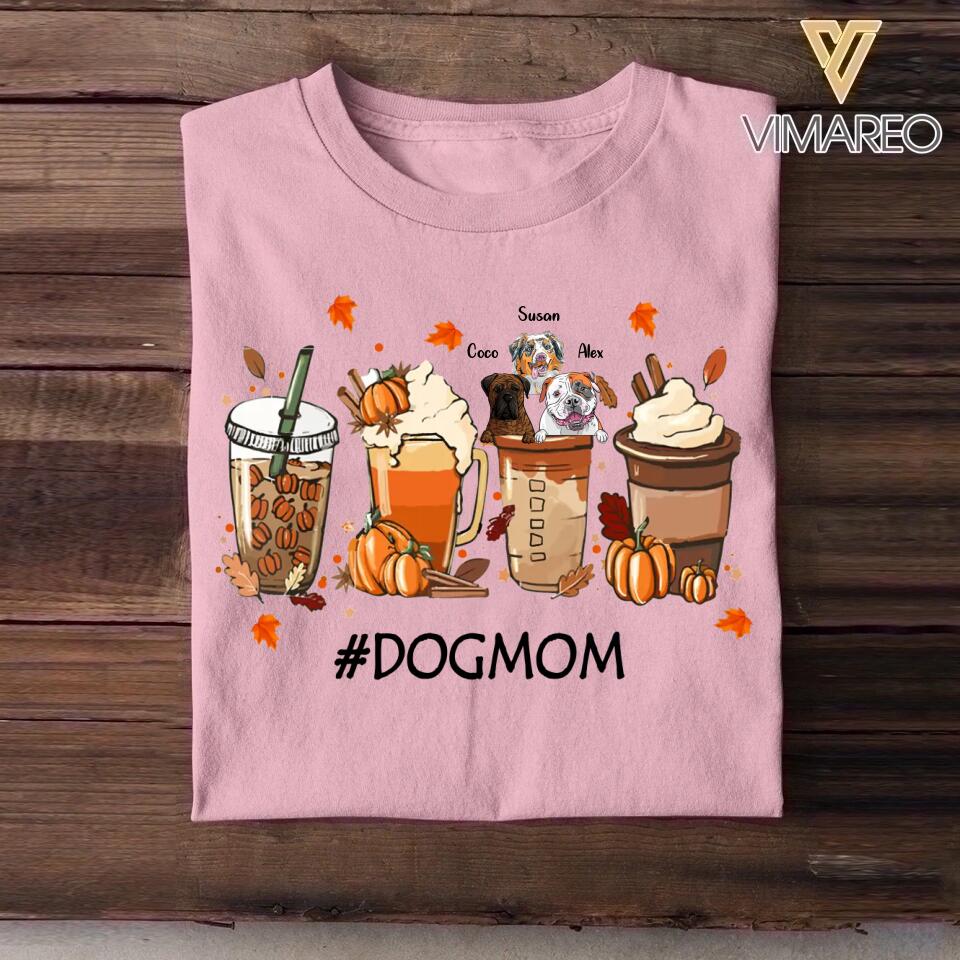Personalized Dog Mom Coffee Fall Tshirt Printed QTMA1209