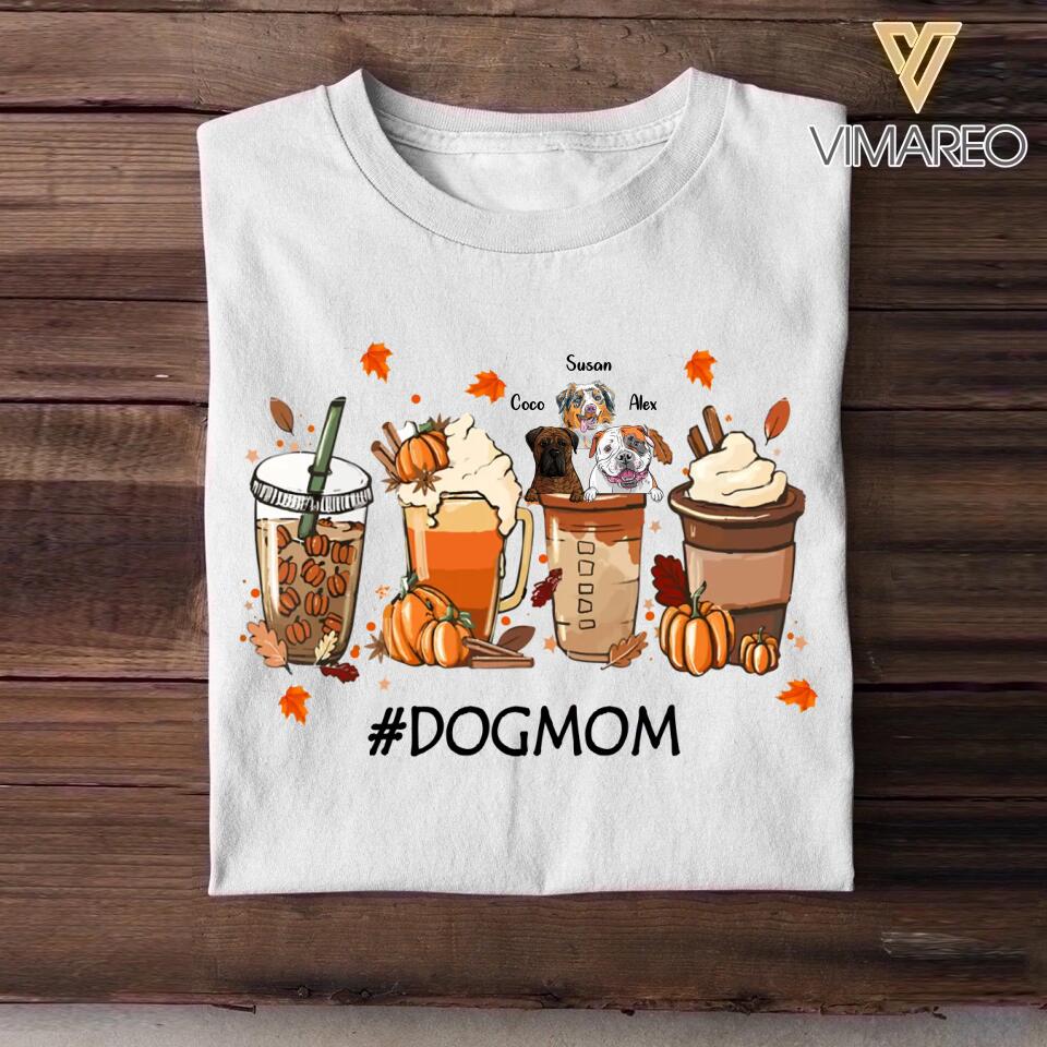 Personalized Dog Mom Coffee Fall Tshirt Printed QTMA1209
