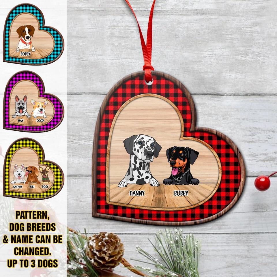 Personalized Dog Lover Heart Wood Ornament Printed 22SEP-DT12