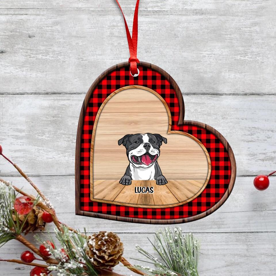 Personalized Dog Lover Heart Wood Ornament Printed 22SEP-DT12