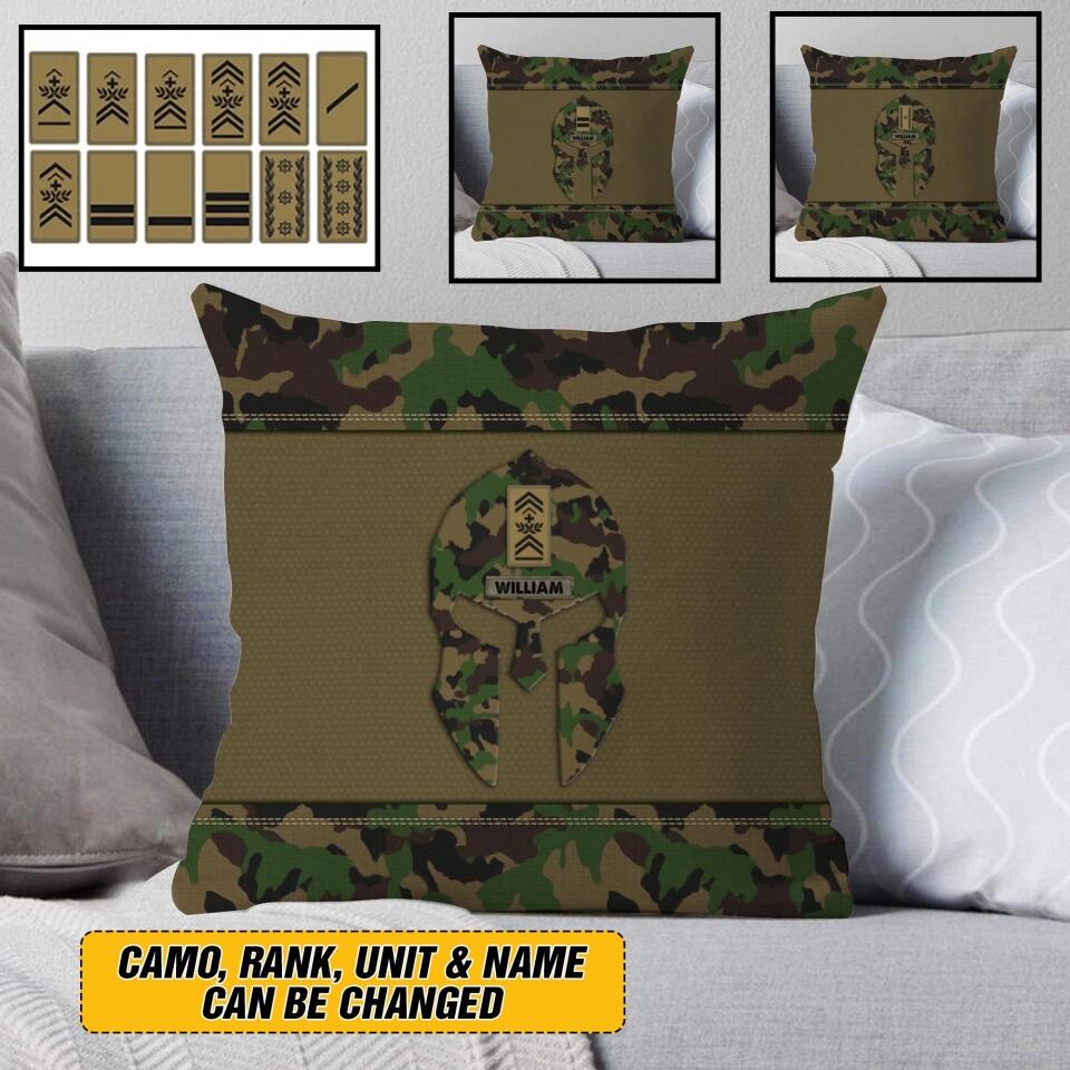 Personalized Swiss Veterans/Soldier Spartan Camo Pillow Printed 22SEP-HY12