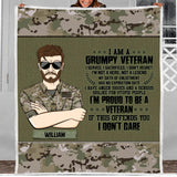 Personalized US Grumpy Veterans/Soldier Quilt Blanket Printed 22SEP-DT12