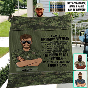 Personalized Canadian Grumpy Veterans/Soldier Quilt Blanket Printed 22SEP-DT12