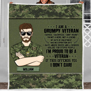 Personalized Canadian Grumpy Veterans/Soldier Quilt Blanket Printed 22SEP-DT12