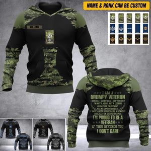 Personalized Canadian Grumpy Veteran Camo Hoodie 3D Printed 22SEP-HQ12