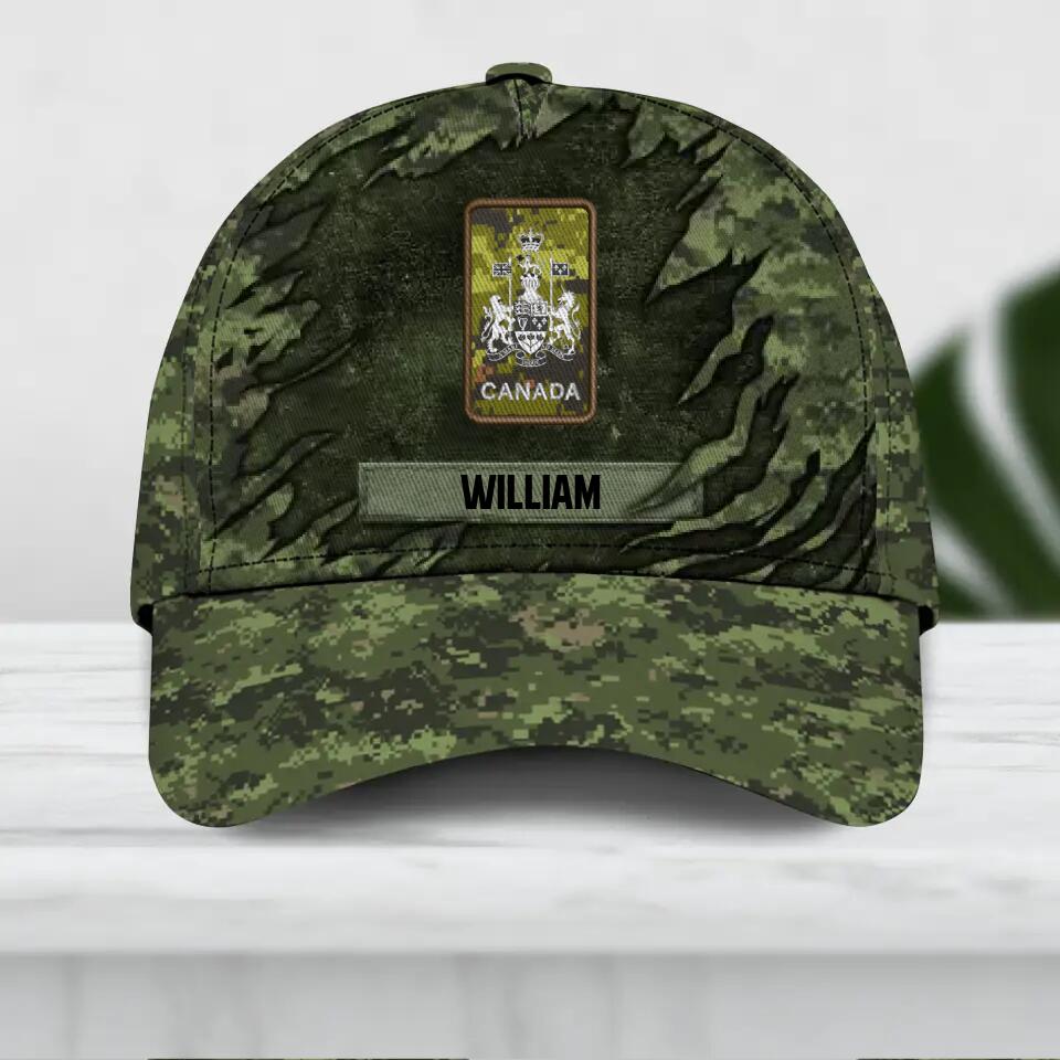 Personalized Canadian Veteran/ Solider Peaked Cap 3D Printed QTDT1309