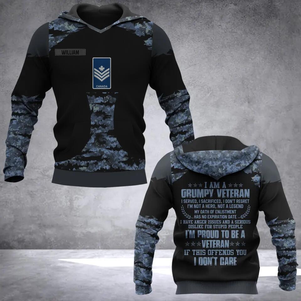Personalized Canadian Grumpy Veteran Camo Hoodie 3D Printed 22SEP-HQ12