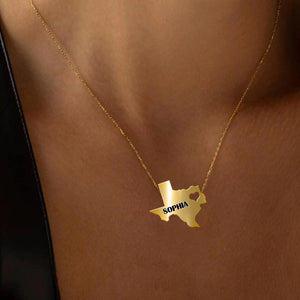 Personalized Texas Girl Necklace Printed QTMA1309