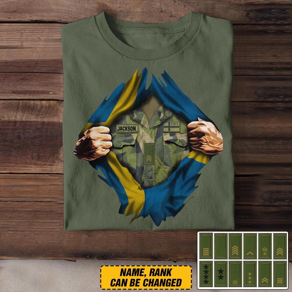 Personalized Swedish Soldier/Veterans Tshirt Printed 22SEP-DT13