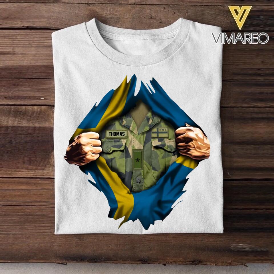 Personalized Swedish Soldier/Veterans Tshirt Printed 22SEP-DT13