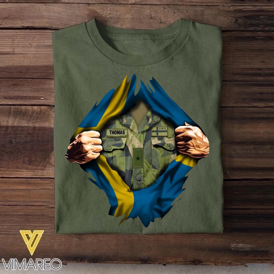 Personalized Swedish Soldier/Veterans Tshirt Printed 22SEP-DT13