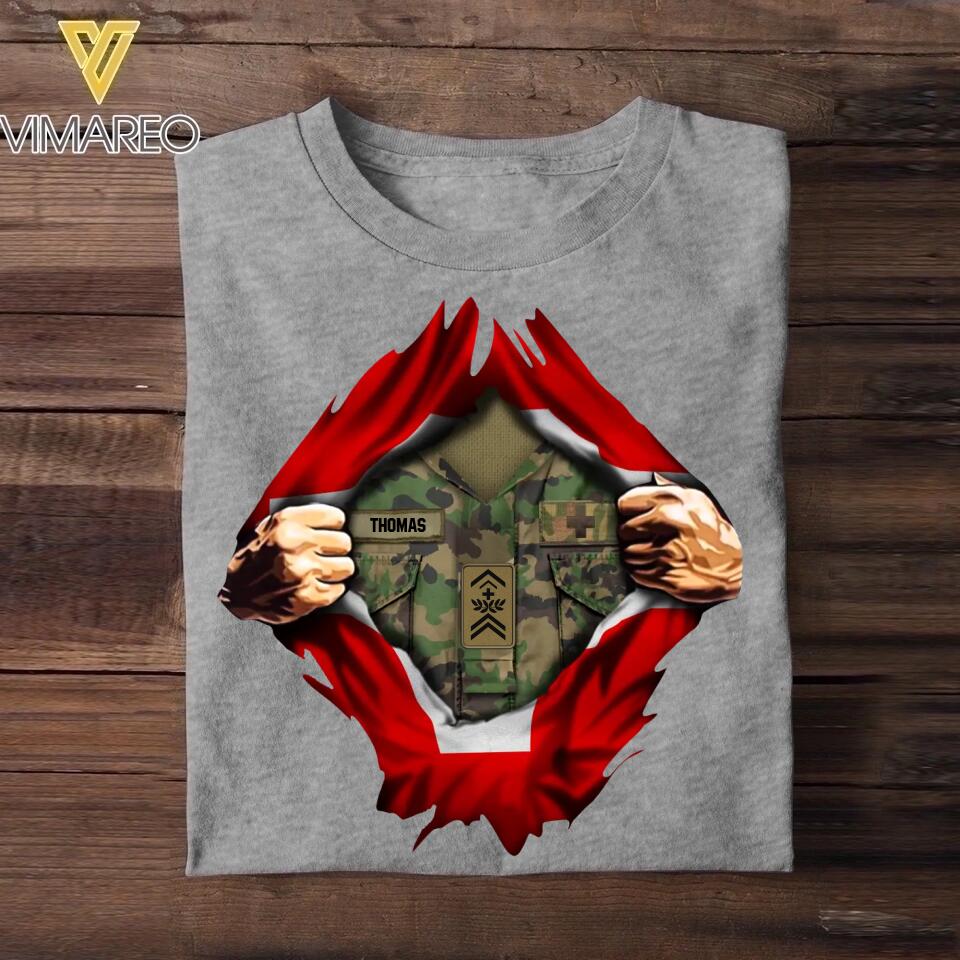 Personalized Swiss Soldier/Veterans Tshirt Printed 22SEP-DT13