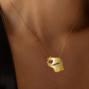 Personalized Wisconsin Girl Necklace Printed QTMA1309
