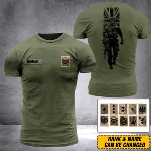 PERSONALIZED UNITED KINGDOM SOLDIER /VETERANTS ARMY RANK CAMO 3D TSHIRT PRINTED DHDT1309