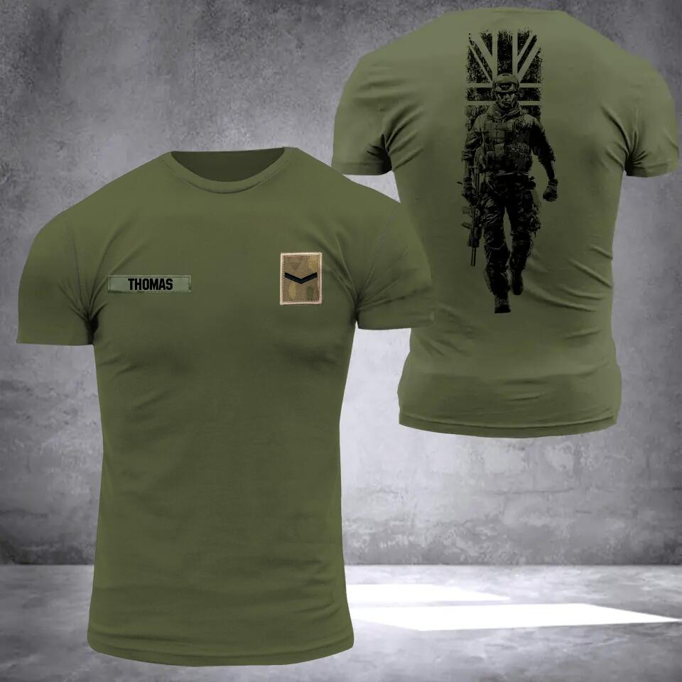 PERSONALIZED UNITED KINGDOM SOLDIER /VETERANTS ARMY RANK CAMO 3D TSHIRT PRINTED DHDT1309