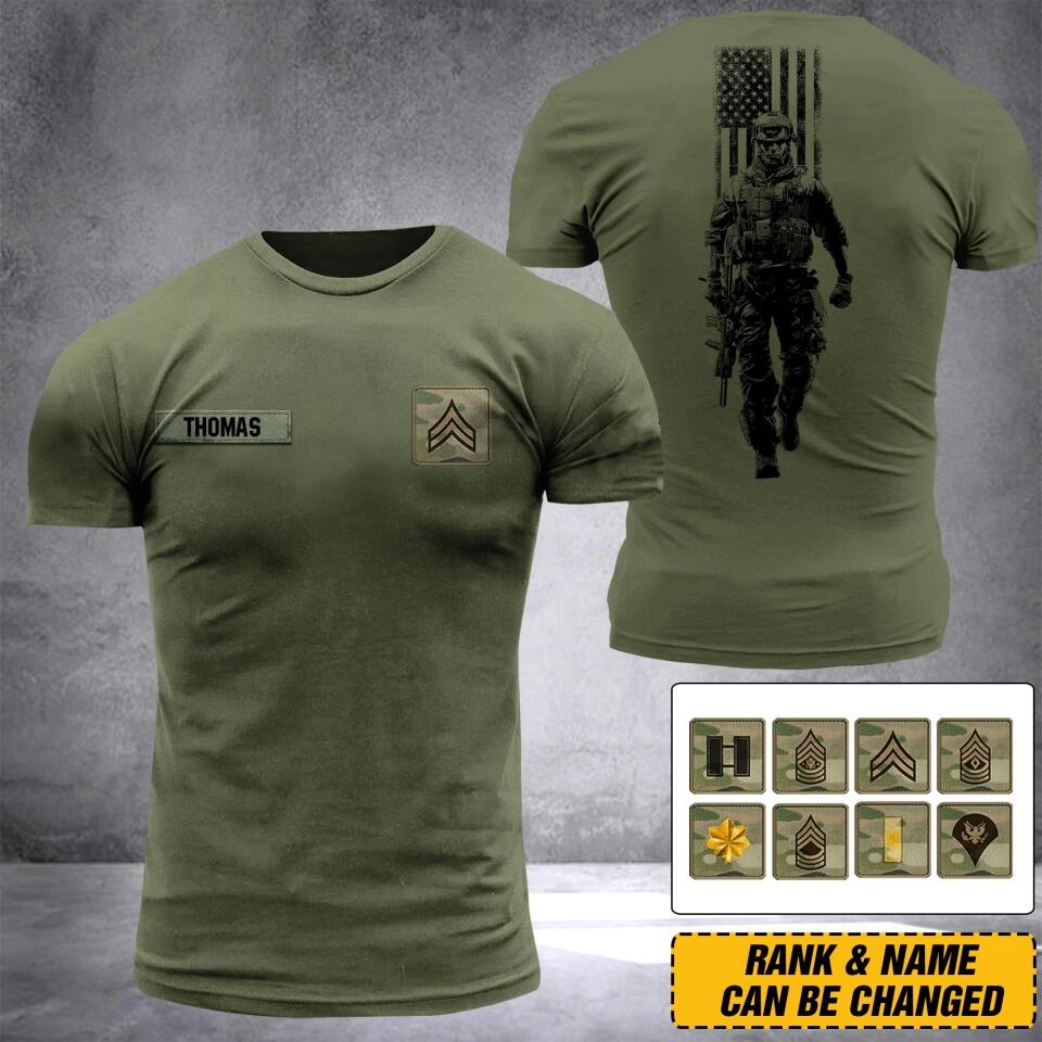PERSONALIZED UNITED STATES SOLDIER /VETERANTS ARMY RANK CAMO 3D TSHIRT PRINTED DHDT1309