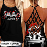 Personalized Jeep Girl Christmas Criss Cross Tank Printed 22SEP-DT14
