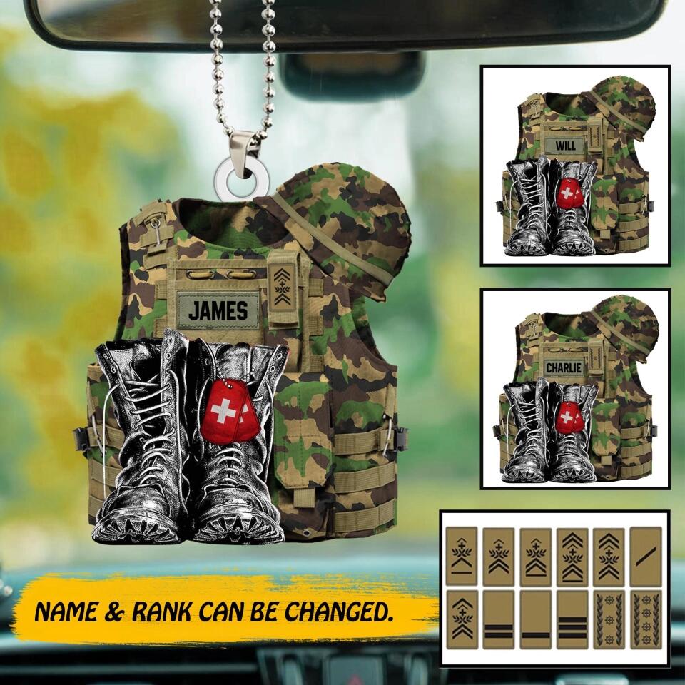 Personalized Swiss Veterans/Soldier Car Hanging Printed 22SEP-HY14