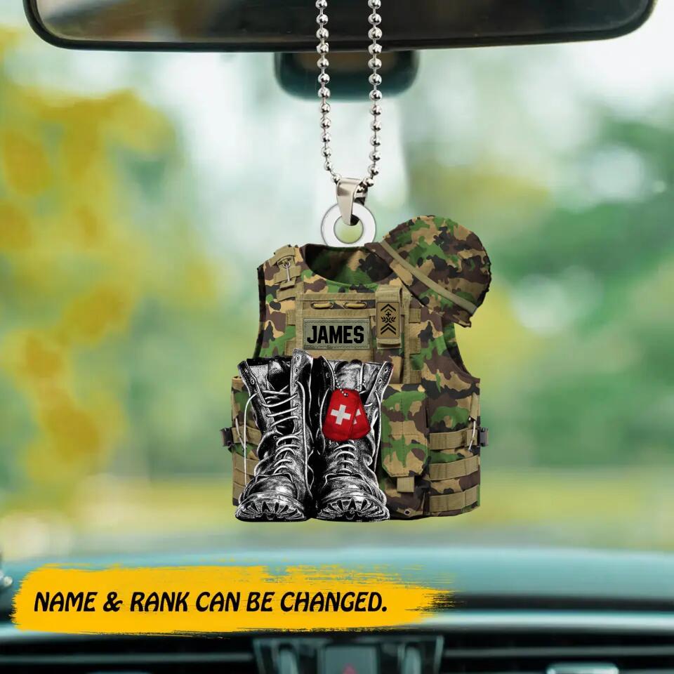 Personalized Swiss Veterans/Soldier Car Hanging Printed 22SEP-HY14