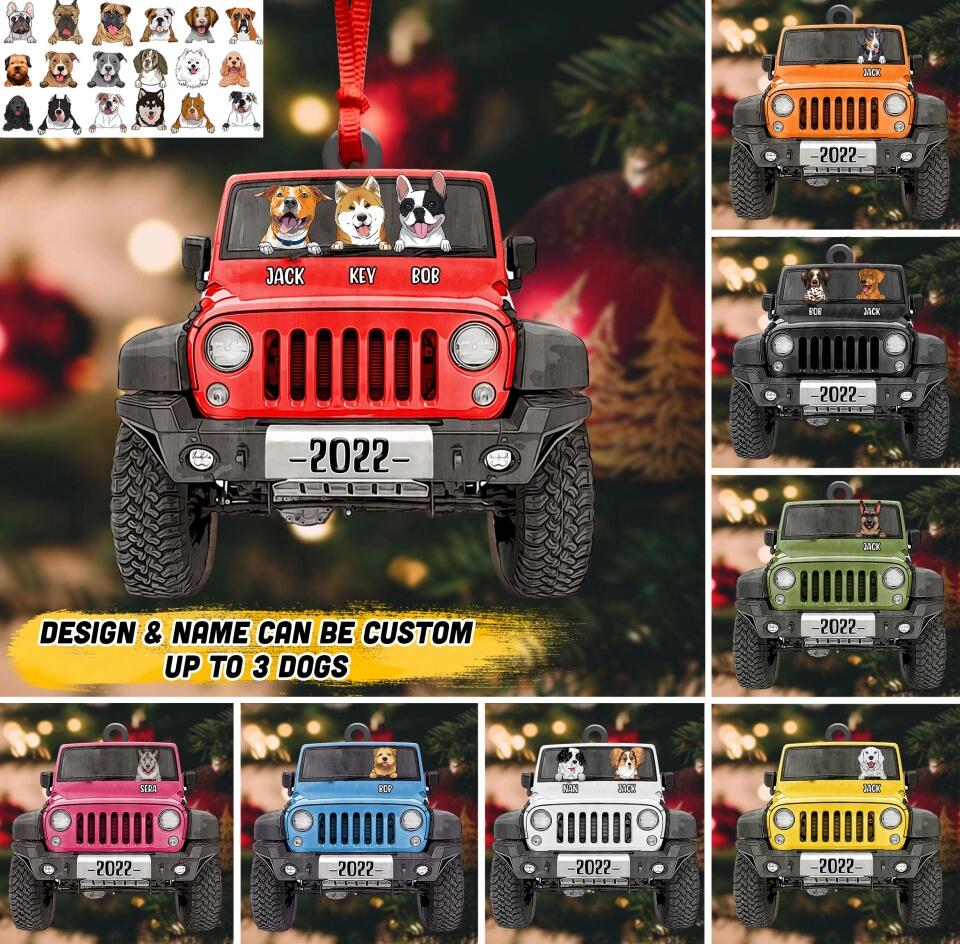 Personalized Jeep Dog Wood Ornament Printed 22SEP-HQ16