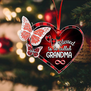 Personalized Blessed To Be Called Grandma Kid Heart Wood Ornament Printed 22SEP-HQ13