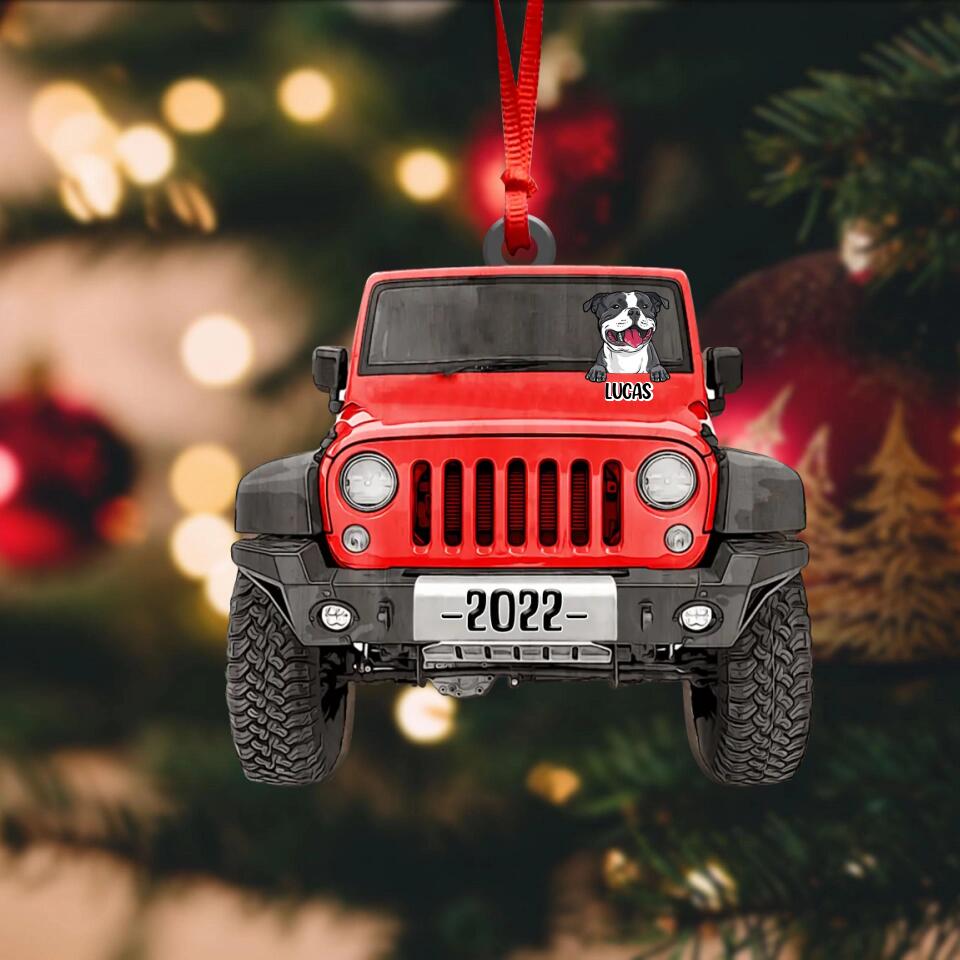 Personalized Jeep Dog Wood Ornament Printed 22SEP-HQ16
