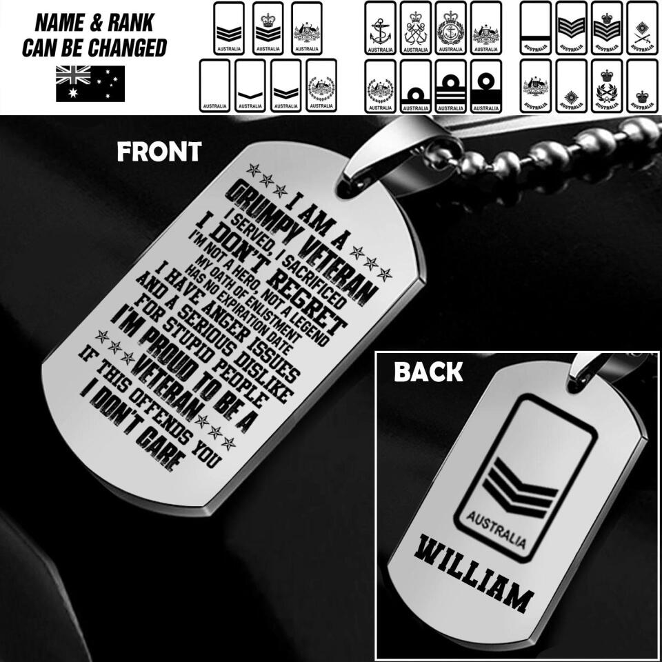 Personalized Australian Soldier/Veterans Necklaces Printed 22SEP-HQ16