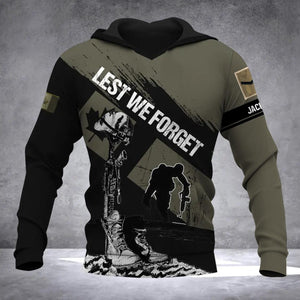 Personalized UK Solider/ Veteran Lest We Forget Rank Hoodie 3D Printed QTDT1909