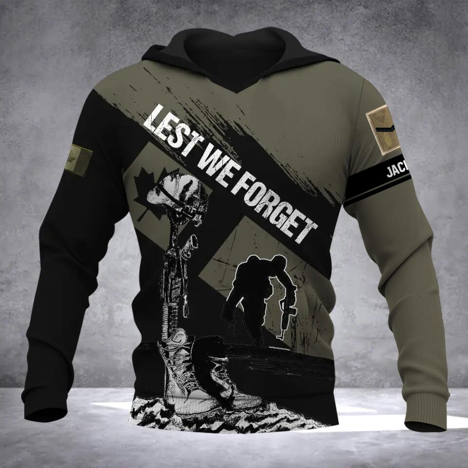 Personalized UK Solider/ Veteran Lest We Forget Rank Hoodie 3D Printed QTDT1909